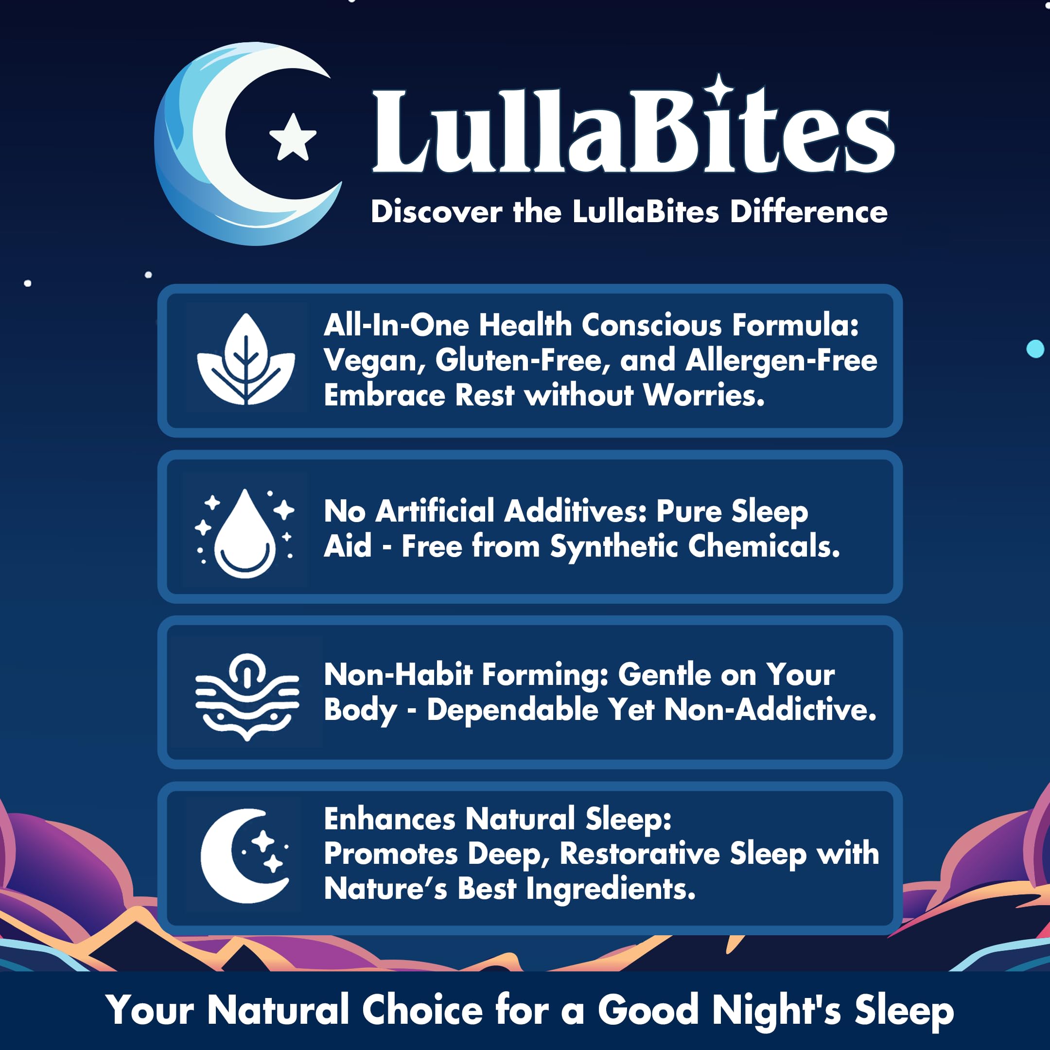 Strawberry flavor gummies provide pleasant taste during a nighttime routine.