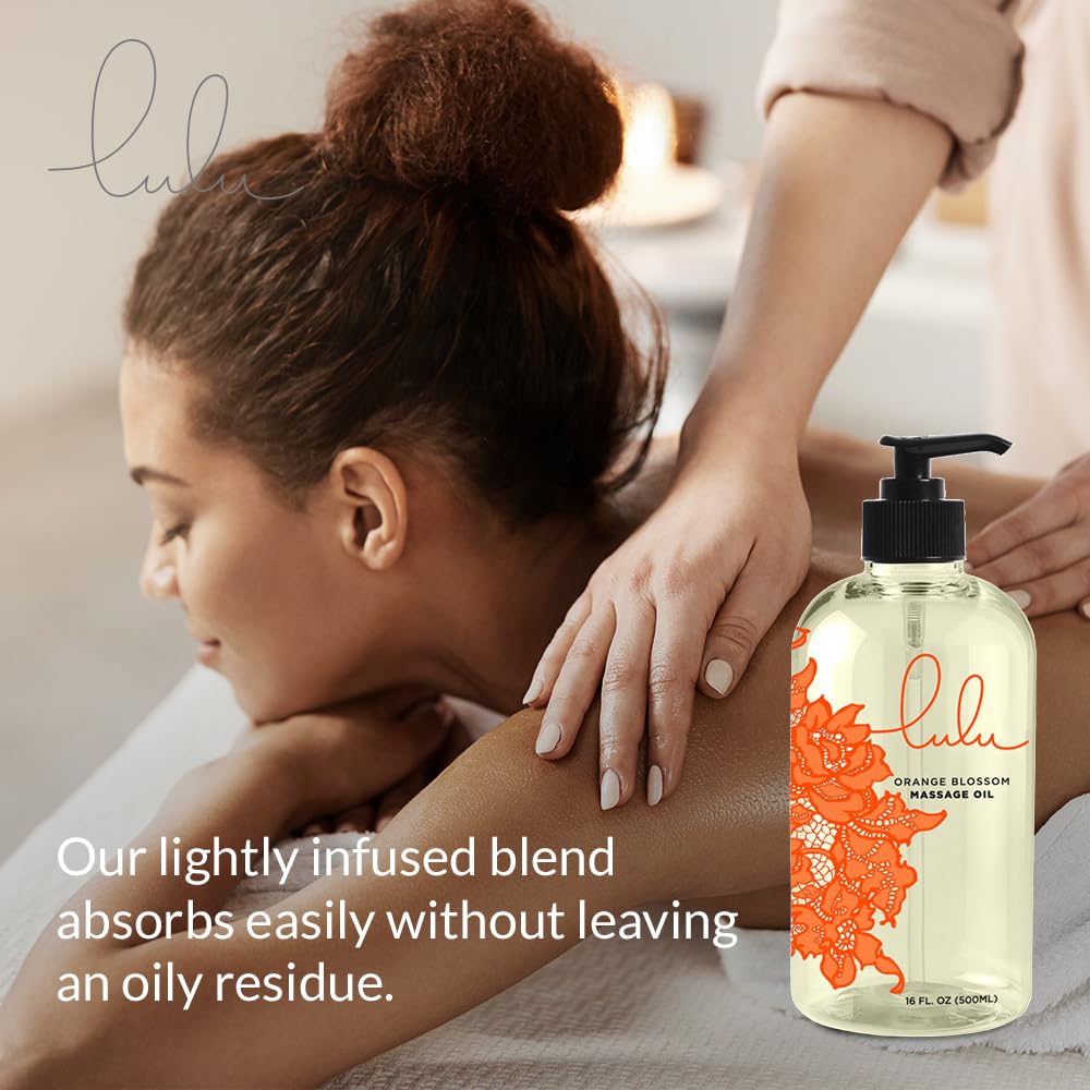 Couple applying Lulu Lube oil during an at-home massage session.