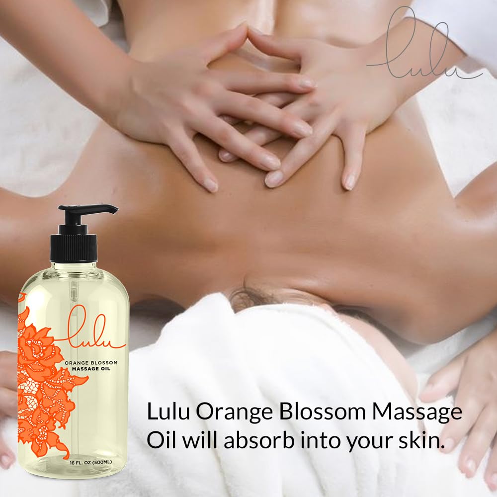 Close-up of Lulu Lube orange blossom oil texture with a light non-greasy shine.