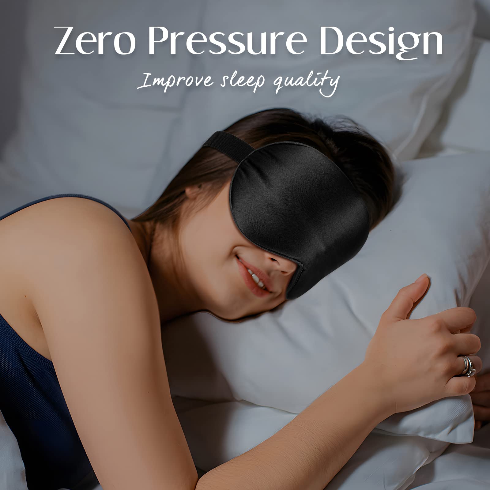 Tejido transpirable de LULUSILK mantiene ojos relajados durante la noche.