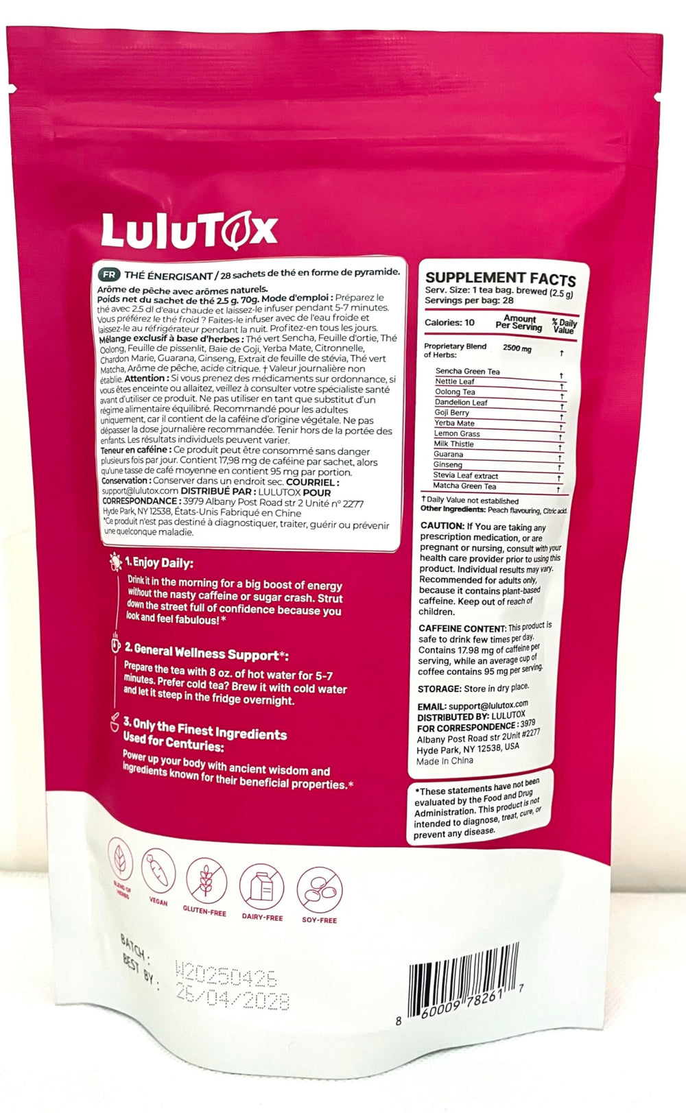 LULUTOX Detox Tea peach close-up showing flavor and aroma