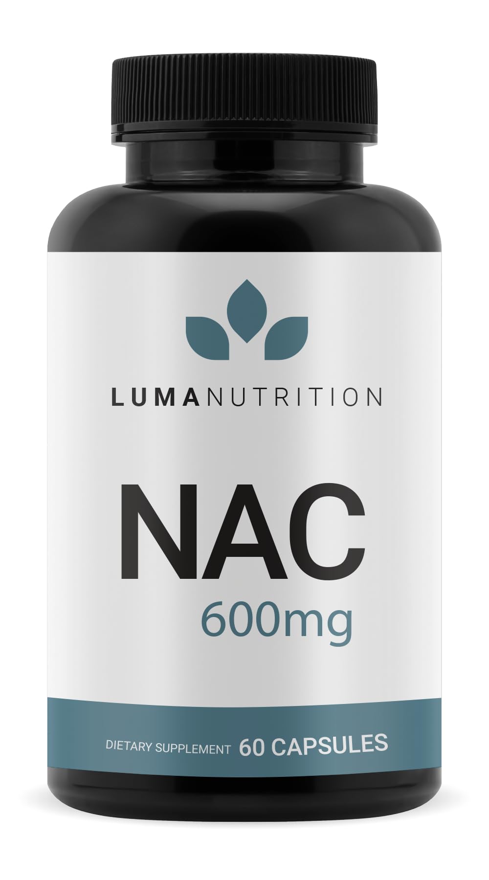 Luma Nutrition NAC 600mg bottle with capsules for antioxidant support.