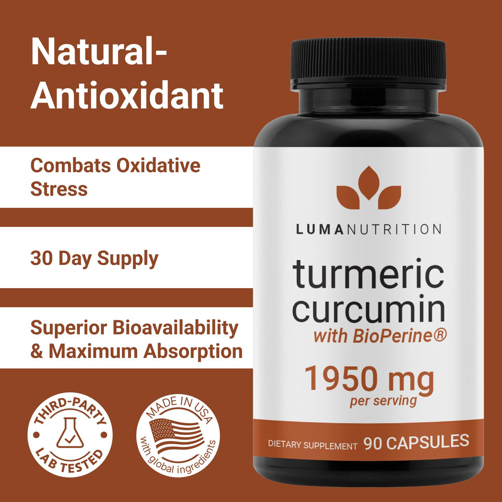 Closeup of turmeric-curcumin capsules highlighting daily-use dosage.