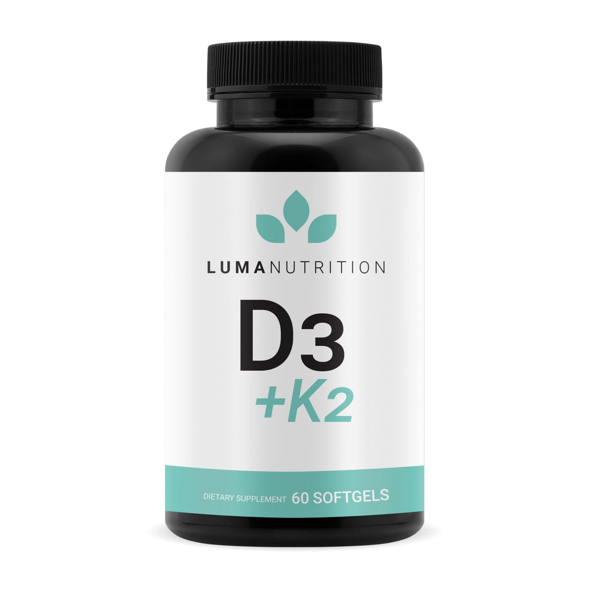 Luma Nutrition D3 + K2 bottle front with high-strength vitamin blend for bone support