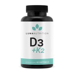 Luma Nutrition D3 + K2 bottle front with high-strength vitamin blend for bone support