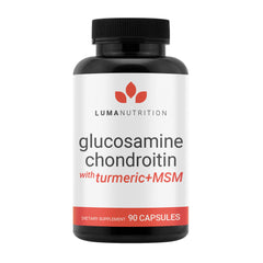 Luma Nutrition glucosamine-chondroitin-msm-turmeric-boswellia bottle supports active joint comfort