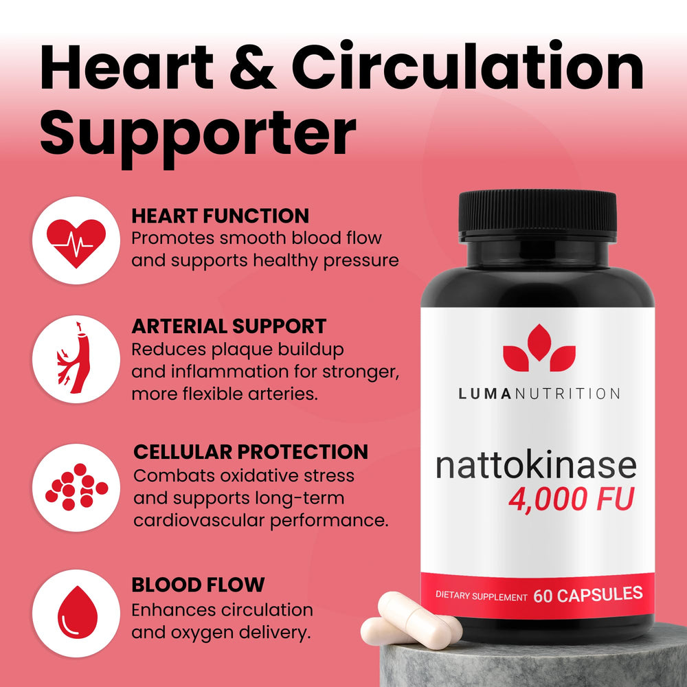 Luma Nutrition nattokinase bottle front highlighting vegan gluten-free formula