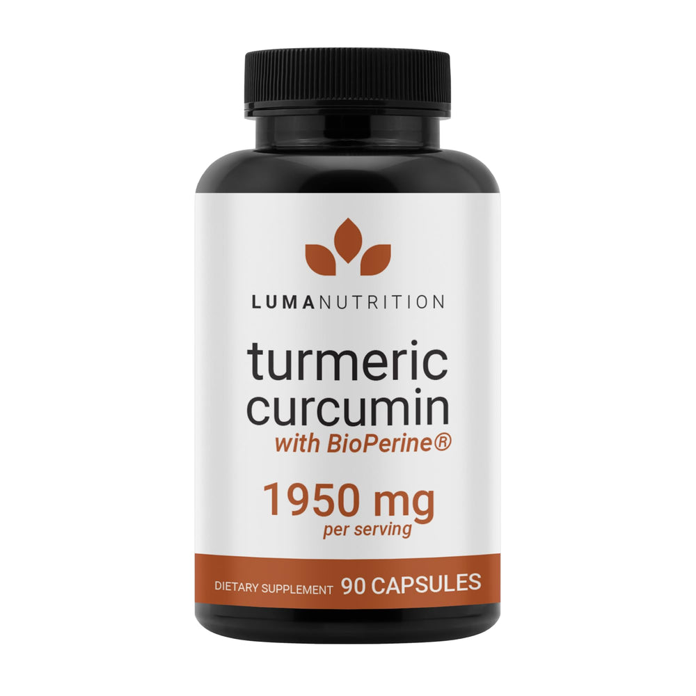 Luma Nutrition turmeric curcumin bottle with potent capsules for daily wellness.