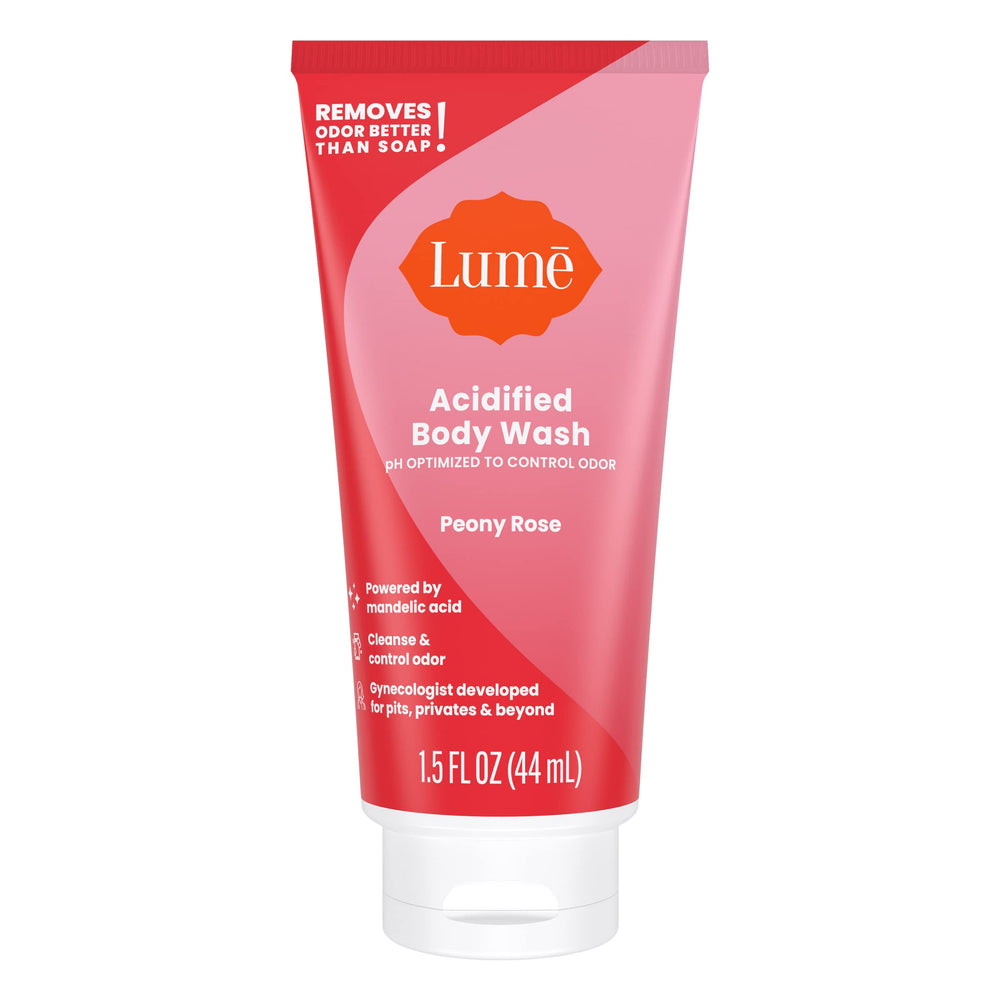 Lume acidified body wash 24-hour odor control visual demonstrates staying power.