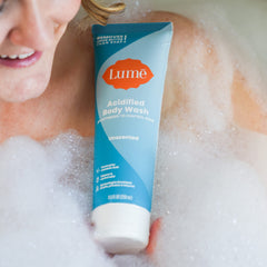 Lume Acidified Body Wash skin-tone visual highlights even skin tone and odor control.