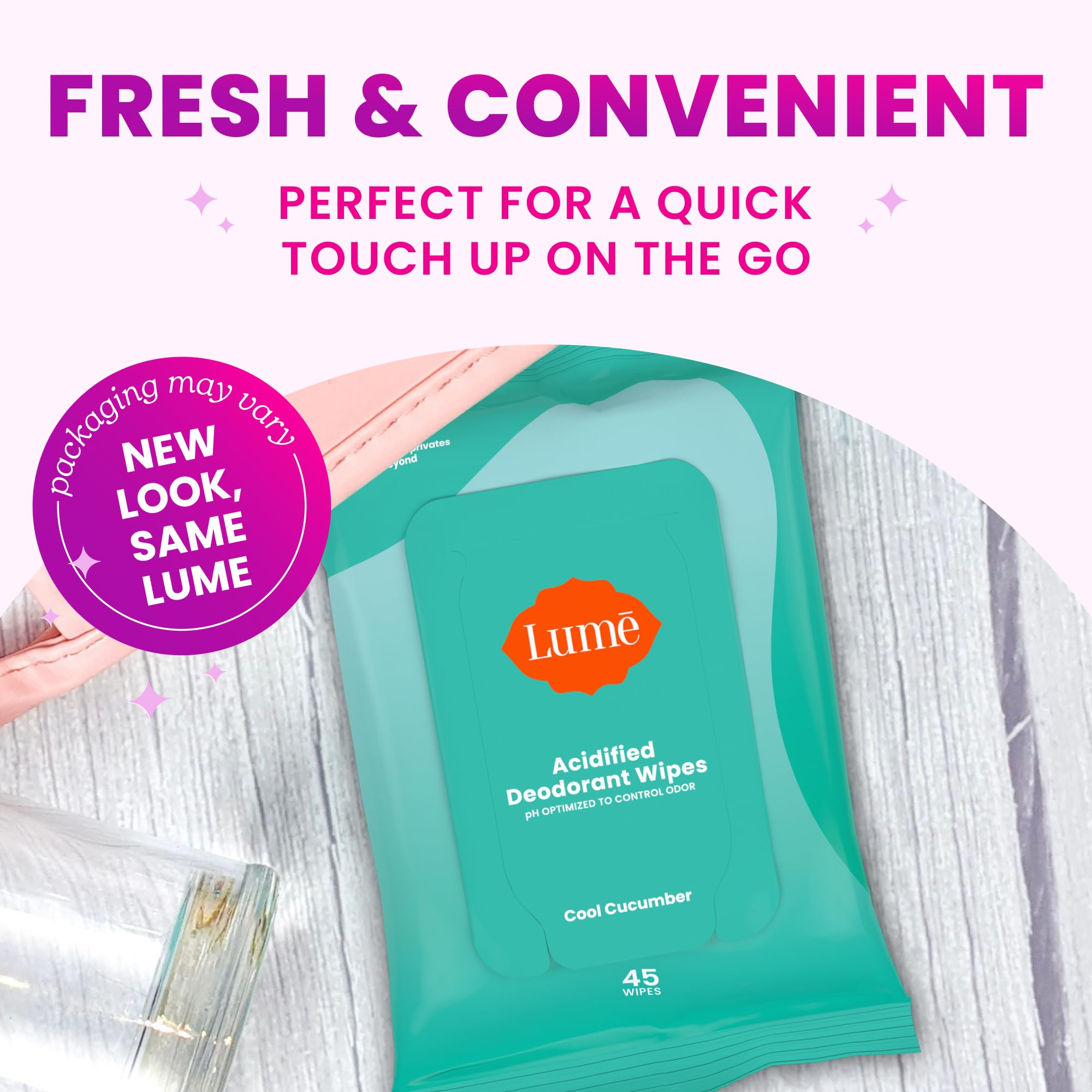 Lume 24-hour odor-control claim indicates lasting freshness between applications.