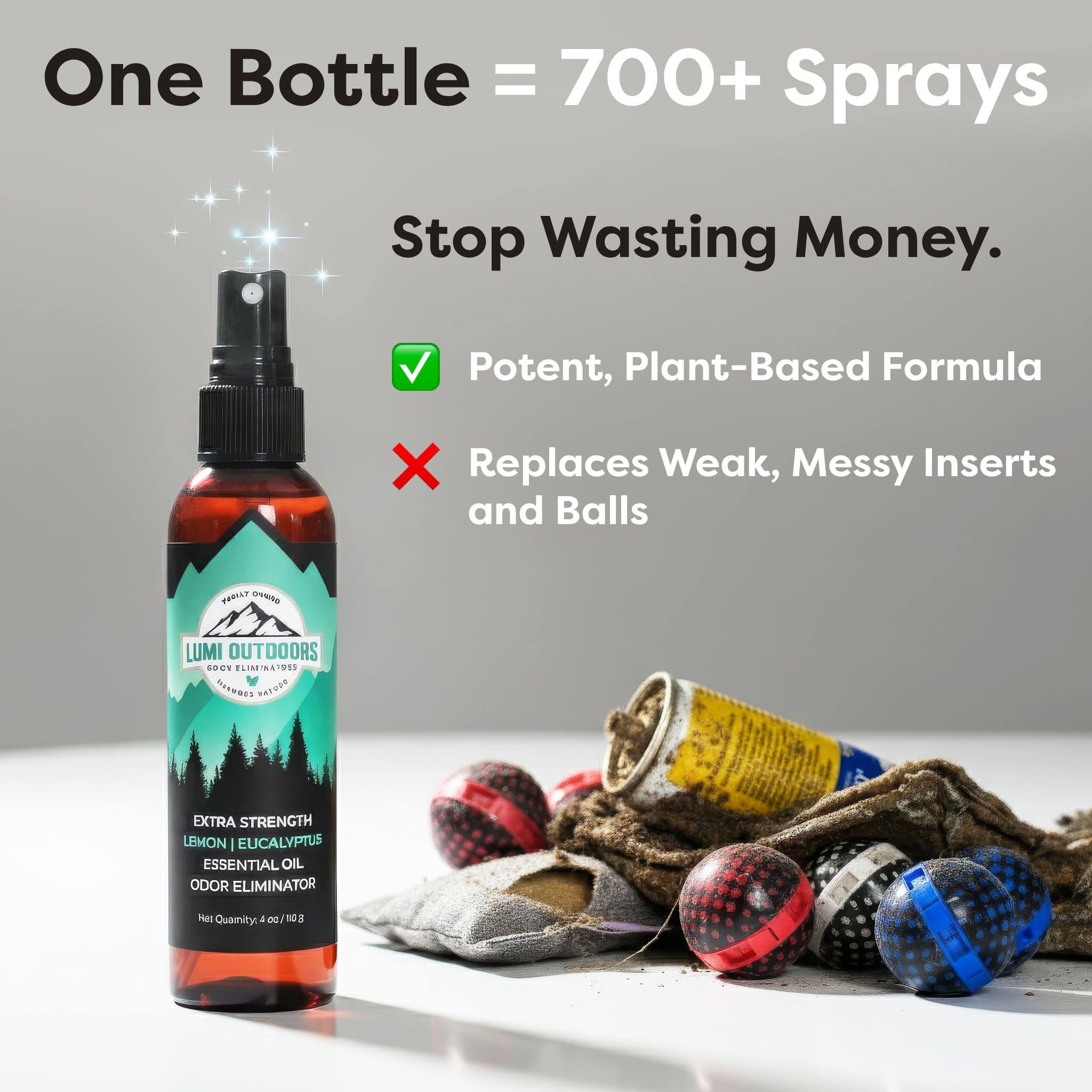 Lumi Outdoors fine mist spray evenly disperses odor-neutralizing mist