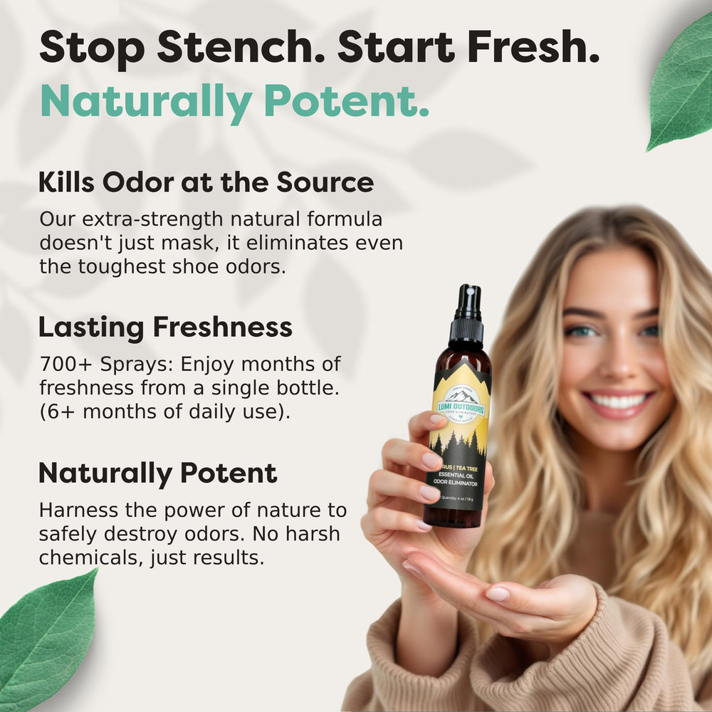 Lumi Outdoors tea tree citrus fragrance spray offers refreshing scent for daily use.