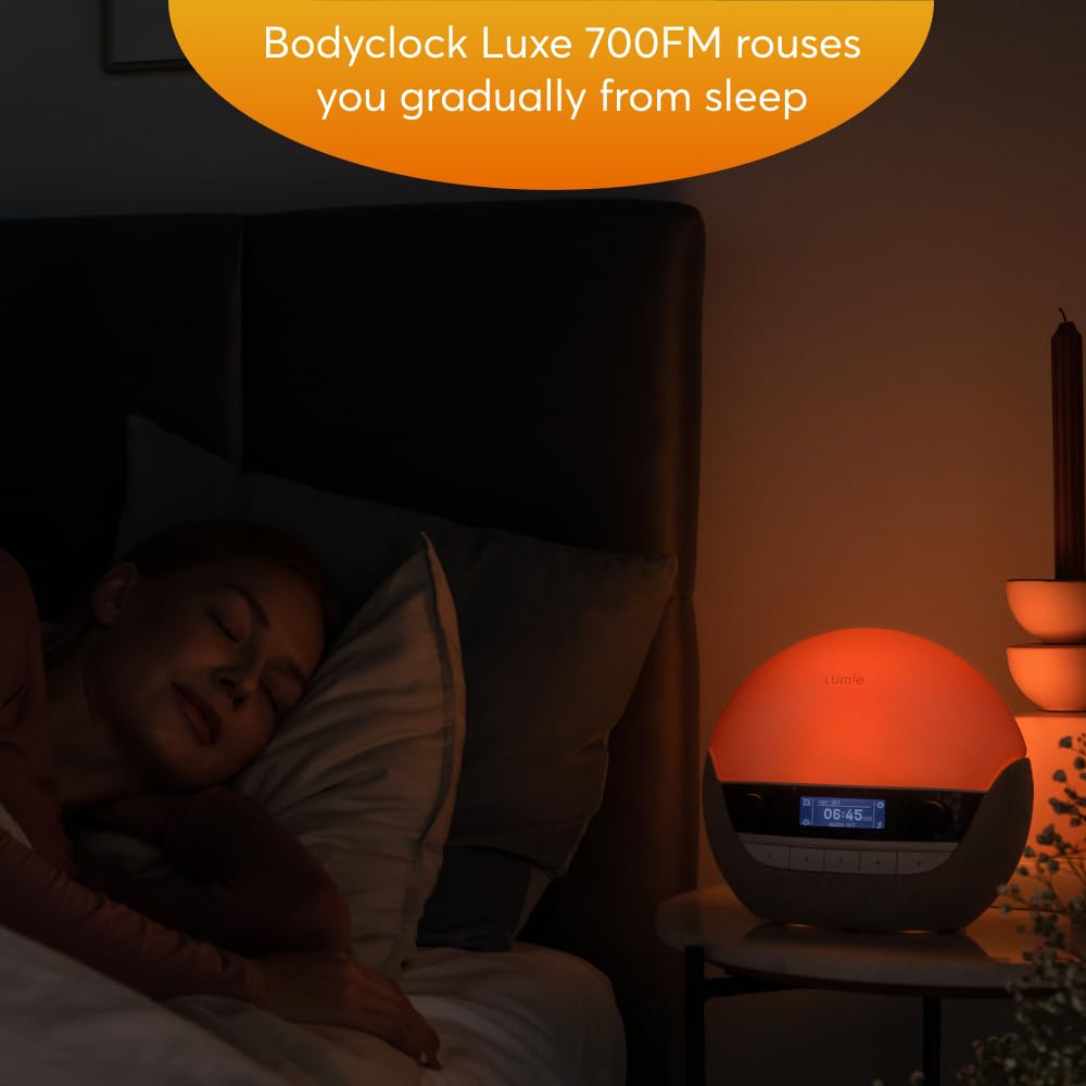 Lumie Bodyclock Luxe 700FM low-blue light reduces evening glare