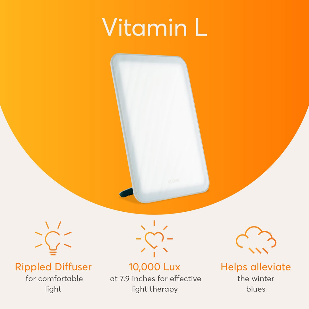 Lumie Vitamin L lamp in slim design for easy use anywhere