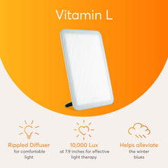 Lumie Vitamin L lamp in slim design for easy use anywhere
