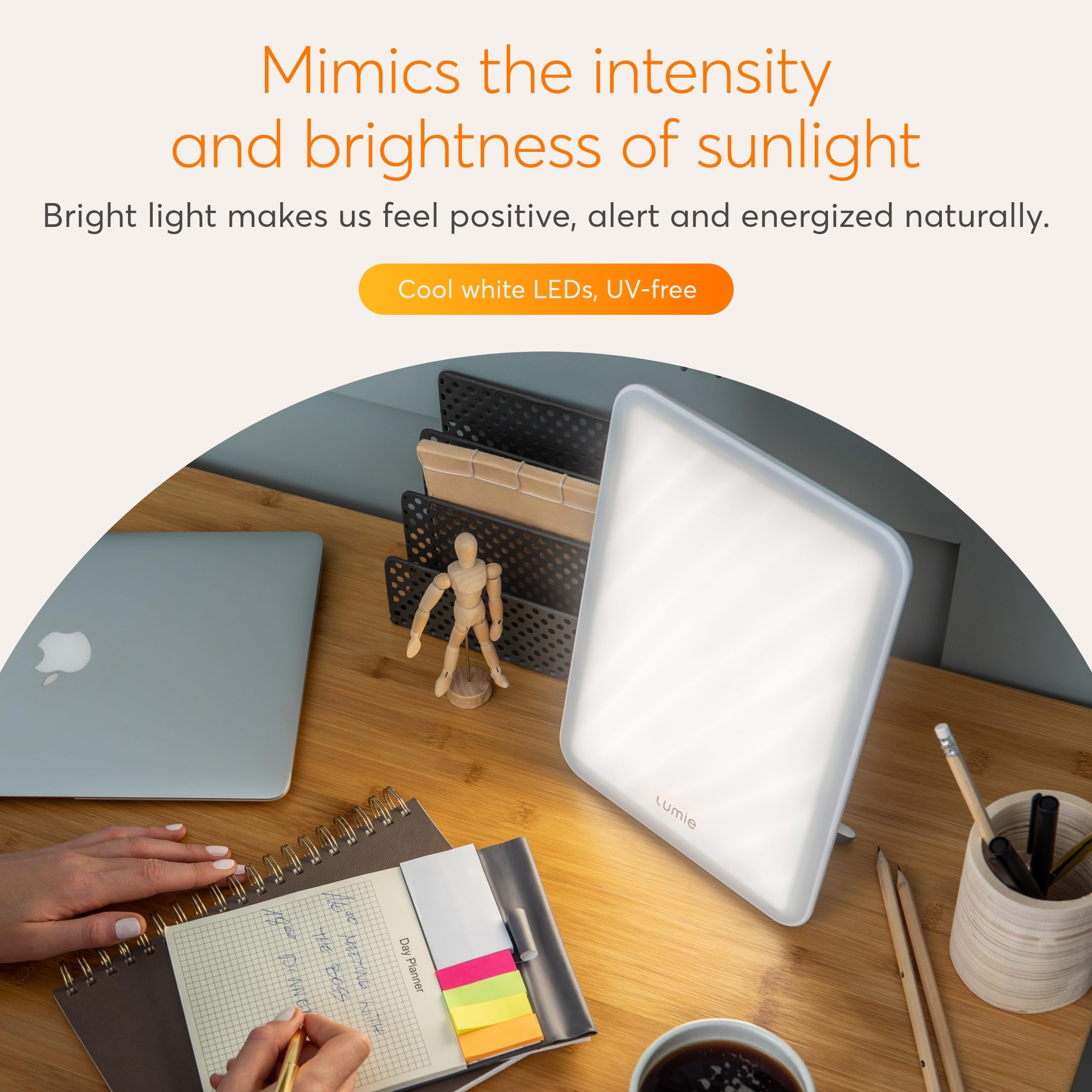 Lumie Vitamin L lamp with detachable stand enables flexible setup