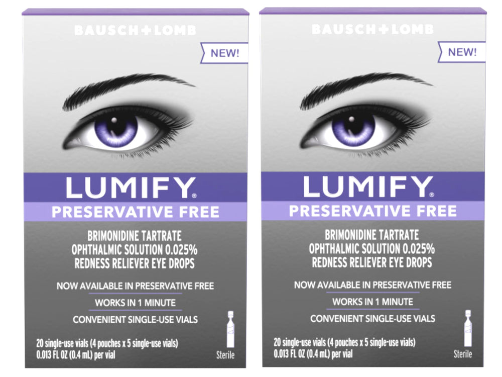 LUMIFY preservative-free eye drops bottle ready for redness relief