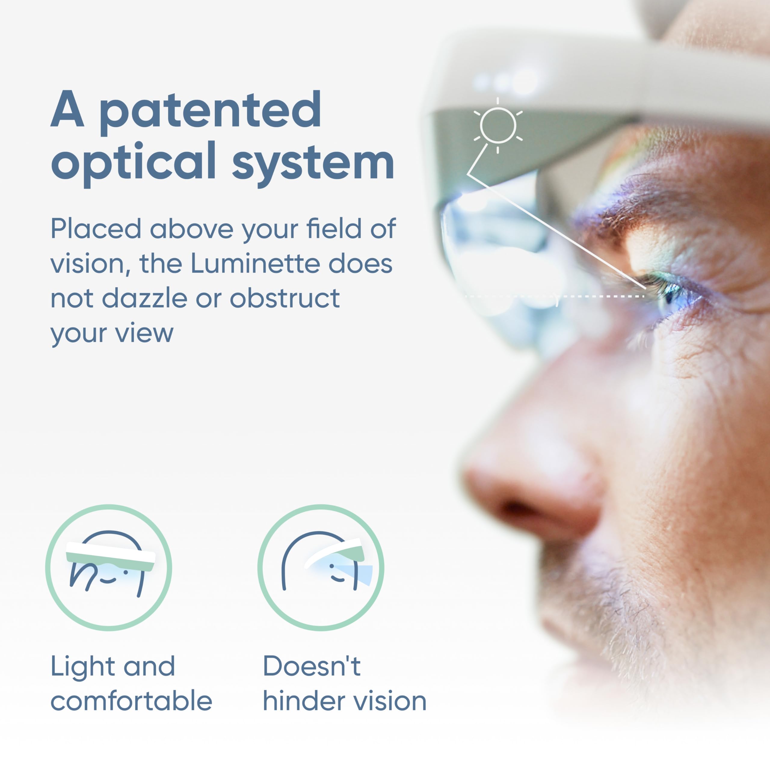 Luminette 3 compatible with glasses and contact lenses for easy use.