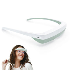 Luminette 3 glasses worn for portable light therapy on the go.