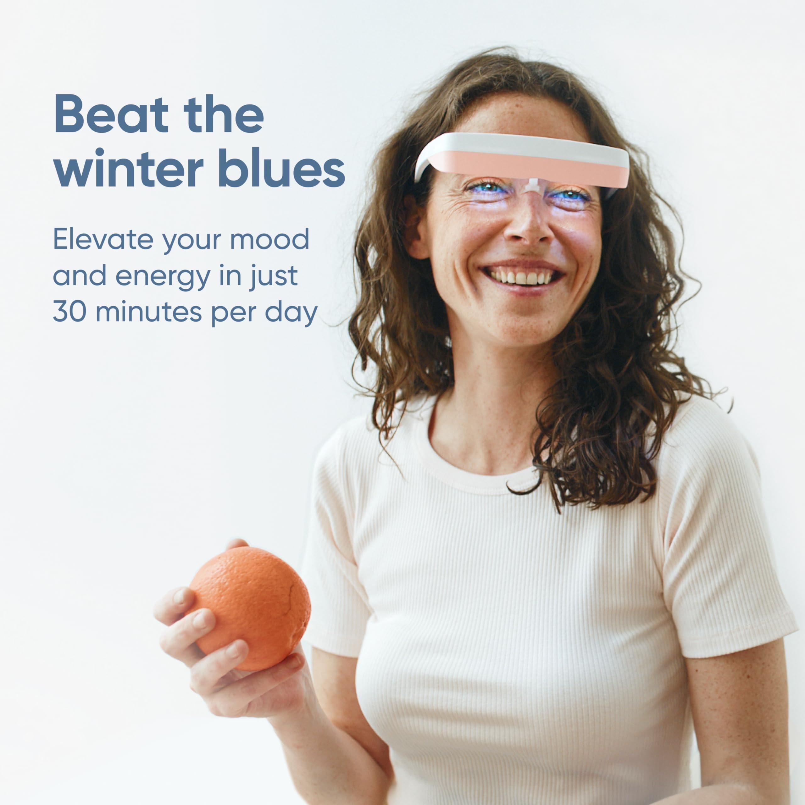 Luminette 3 wearable therapy glasses at a desk for daytime light exposure