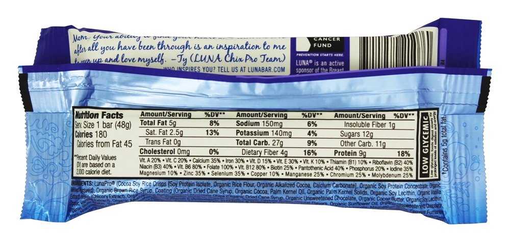 LUNA Bar Chocolate Cupcake breaks open for a convenient on-the-go snack.