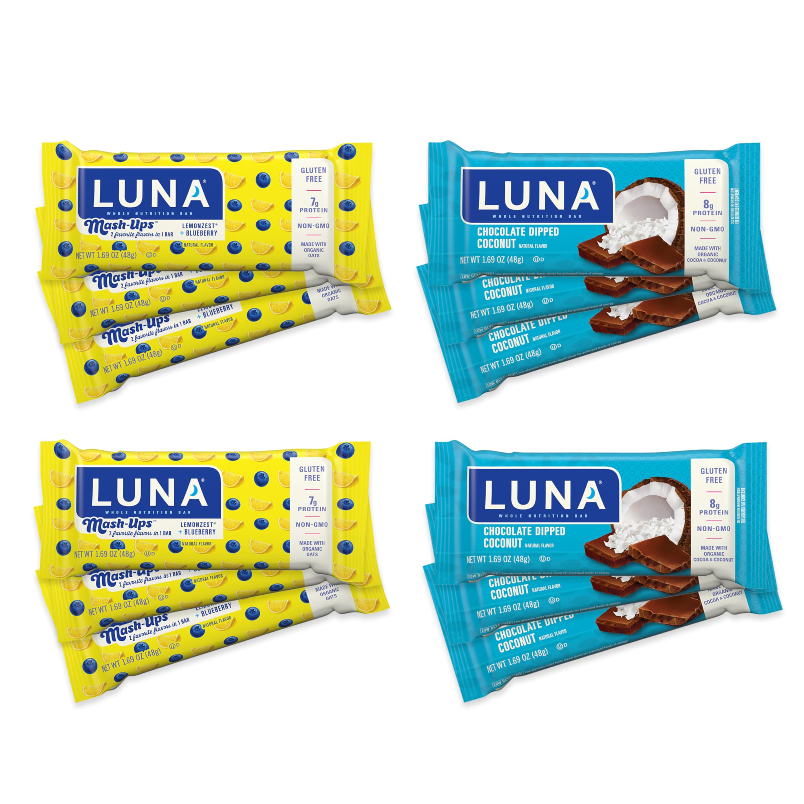 Luna Bar Chocolate Dipped Coconut with creamy coating for a satisfying gluten-free snack