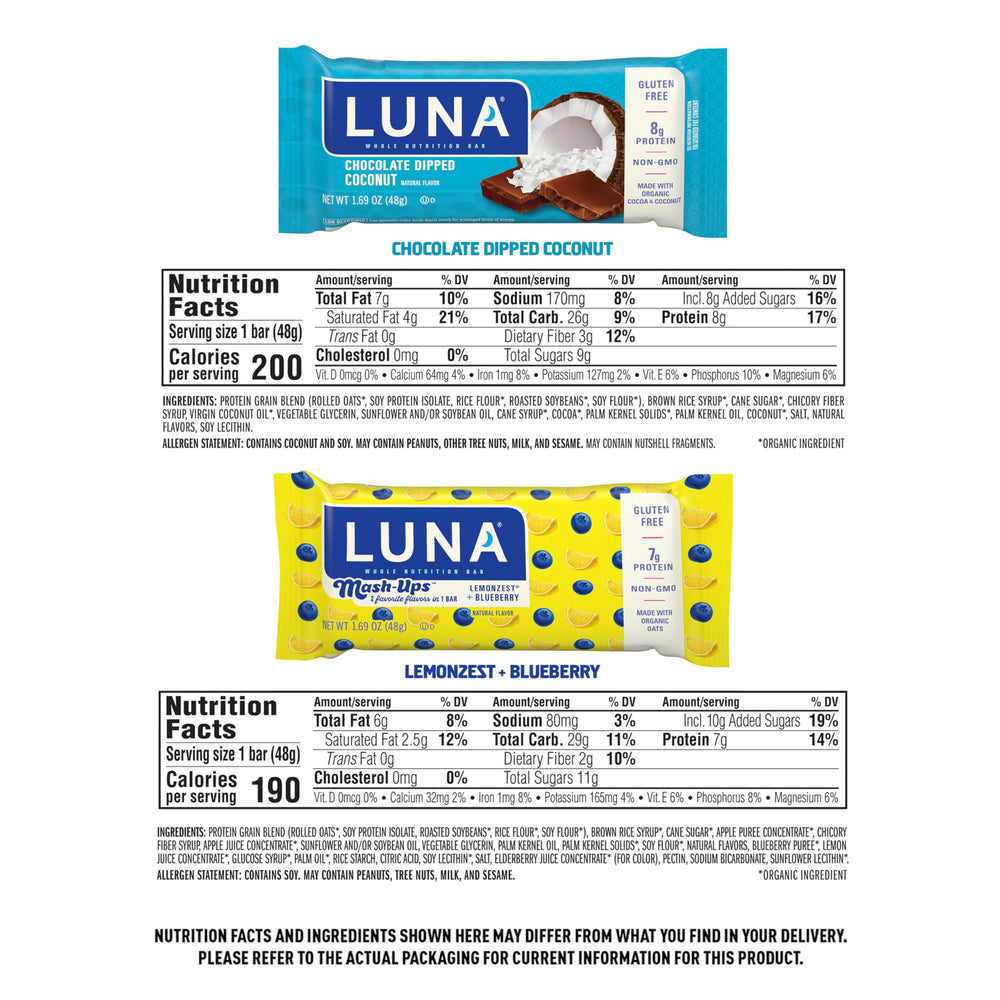 Luna Bar organic rolled oats highlight wholesome ingredients