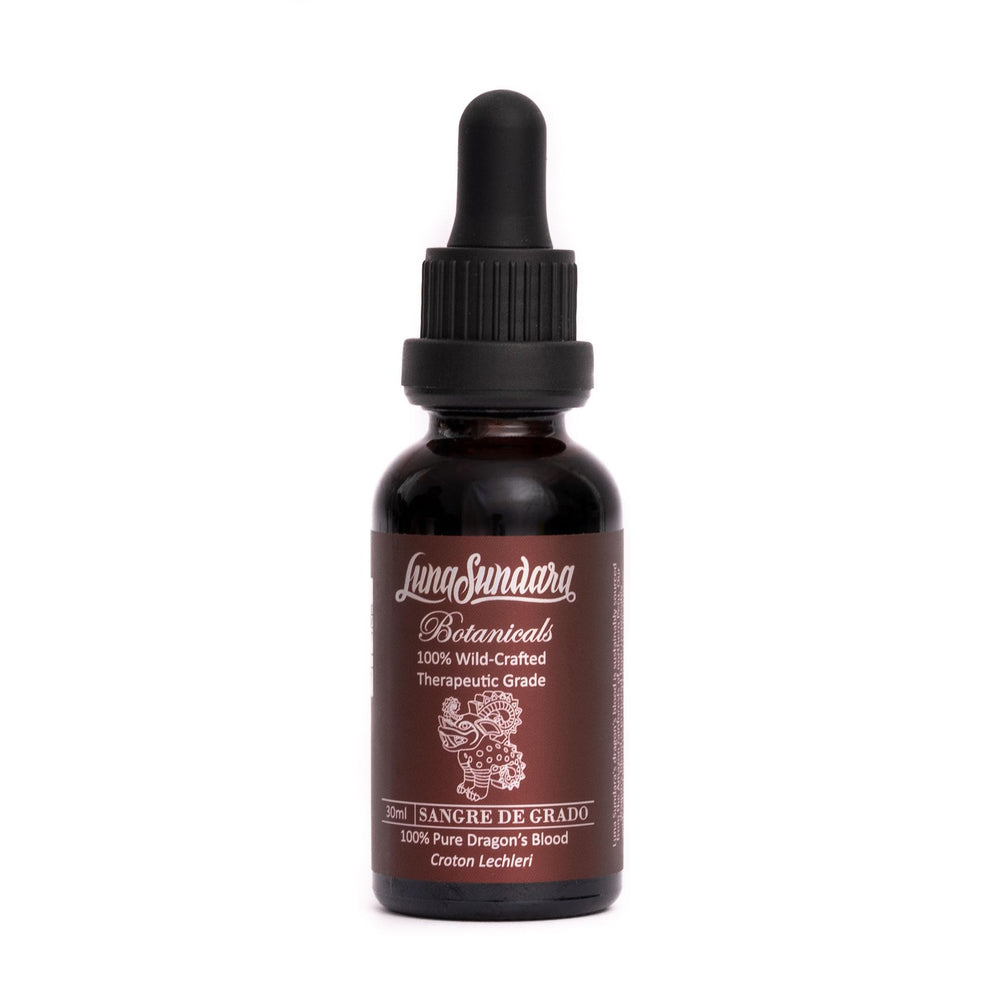 Luna Sundara Dragon's Blood resin bottle ready for DIY skincare and crafts.