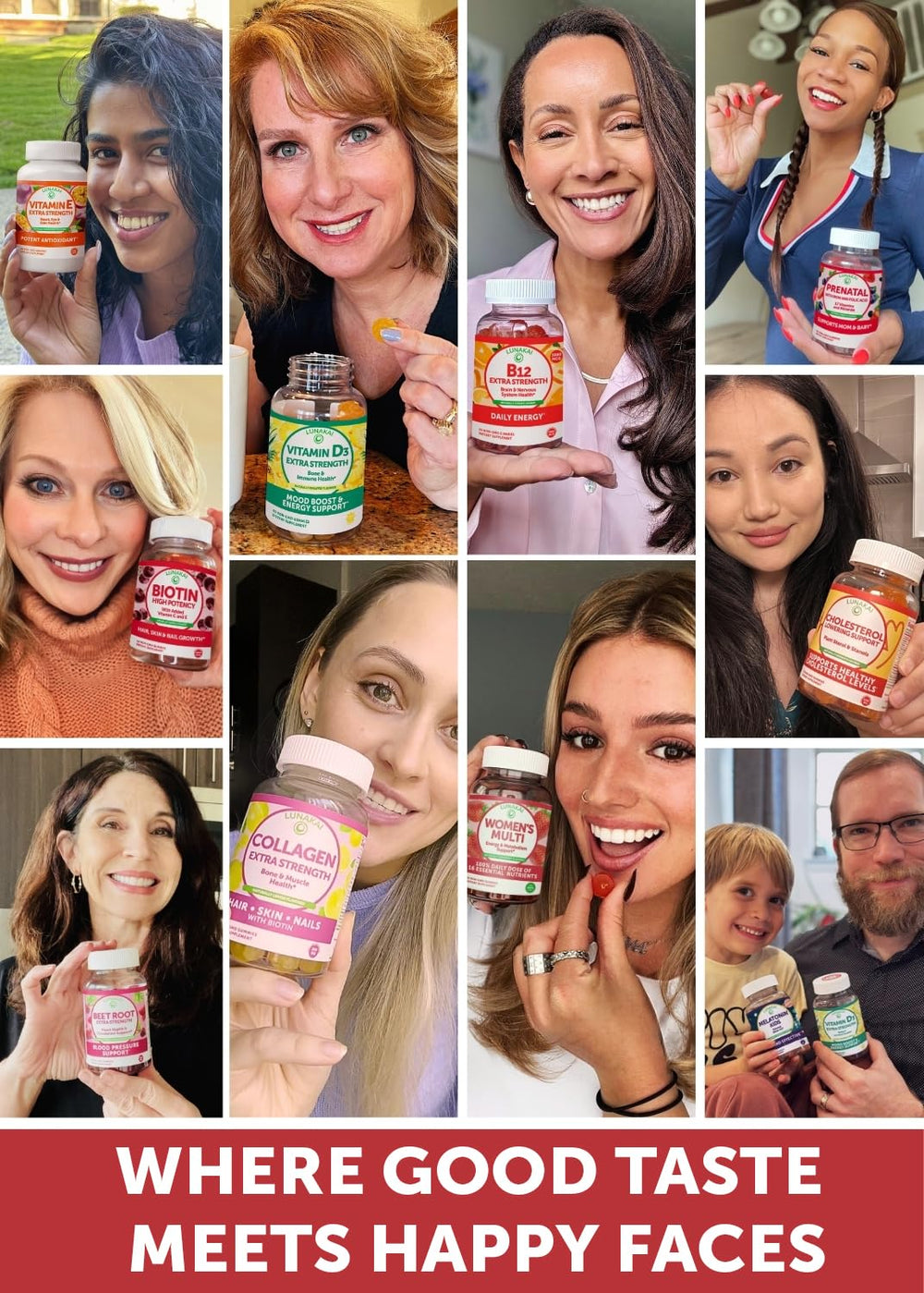 Lunakai B12 gummies pour-out, easy-to-take citrus flavored energy boost