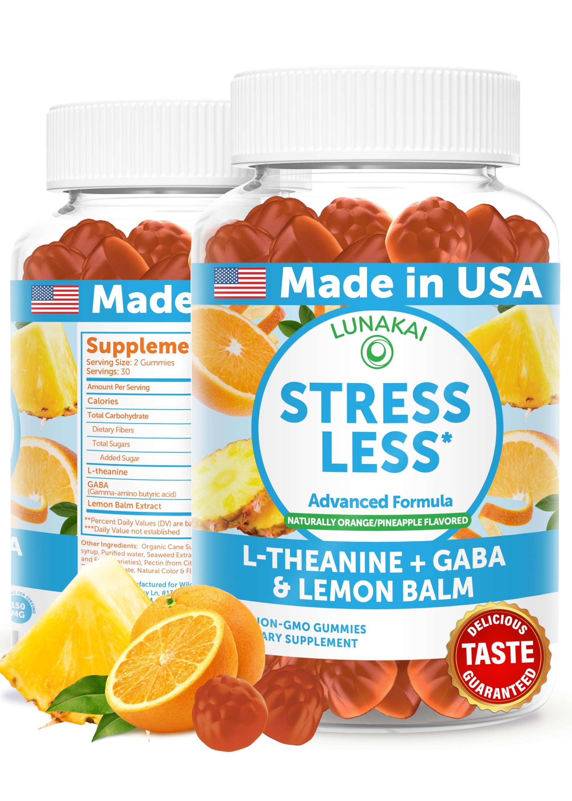 Lunakai Calm Gummies bottle for daytime calm without drowsiness.