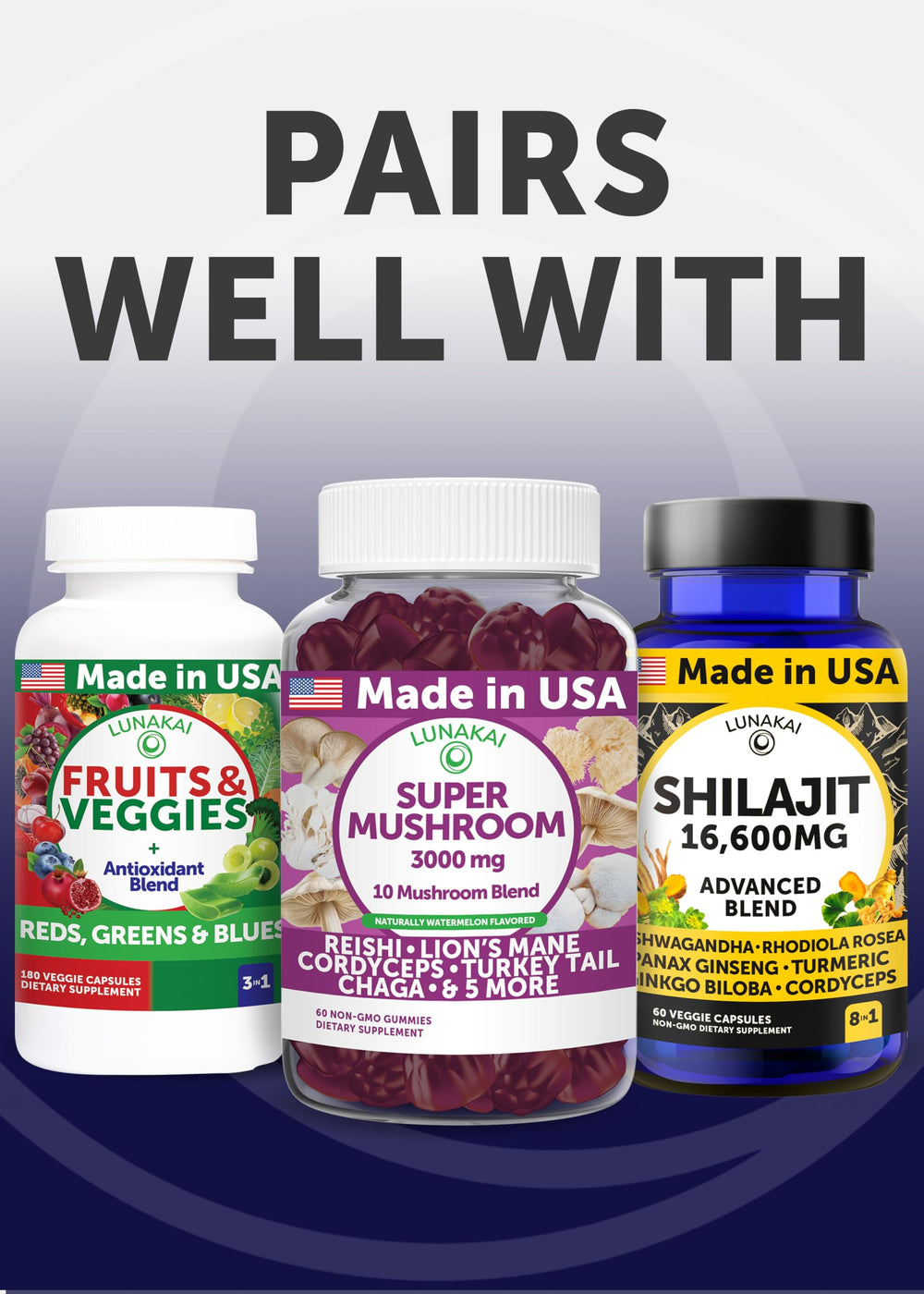 Lunakai two-capsule daily dose shown to illustrate an easy routine.