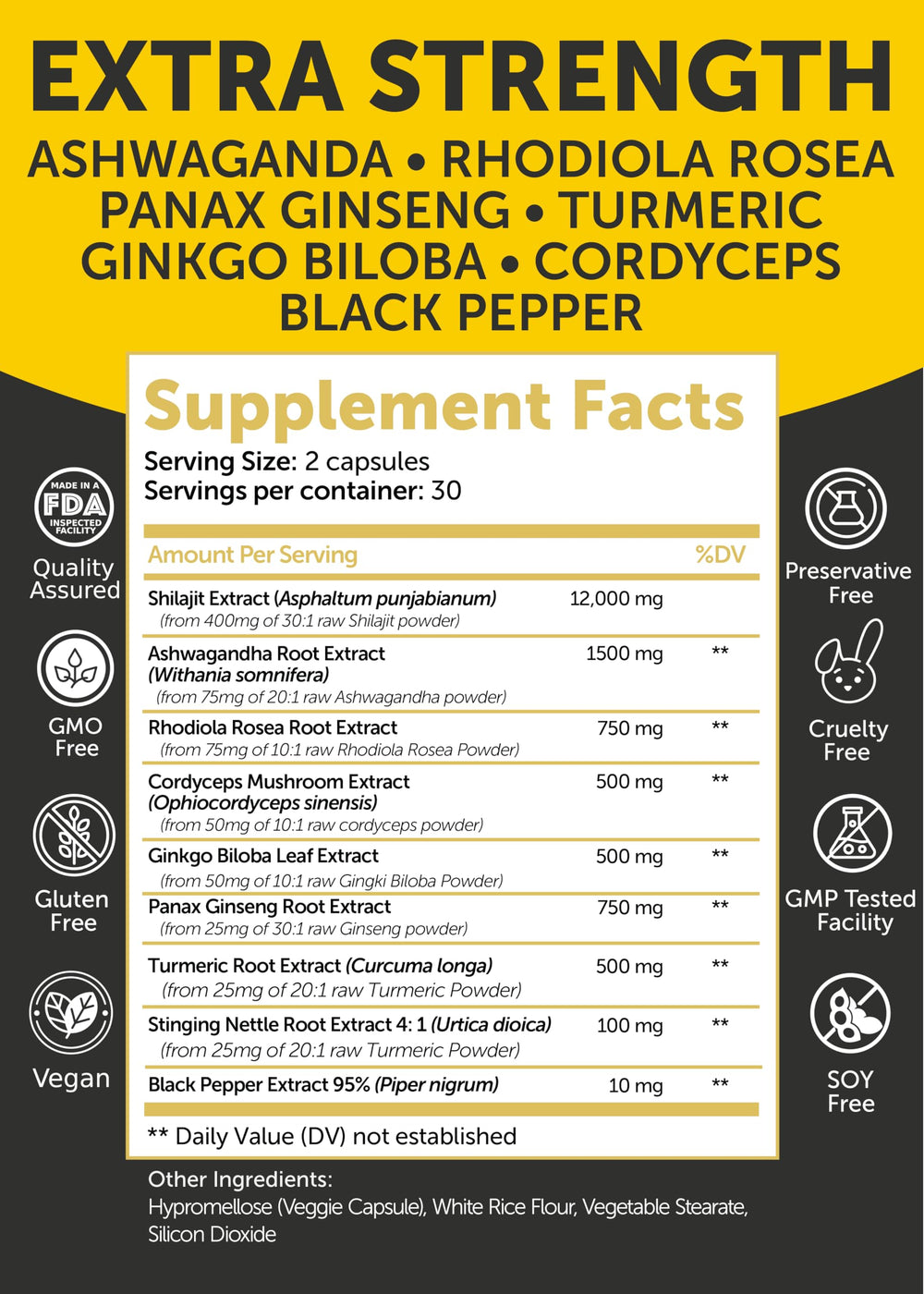 Fulvic acid rich shilajit detail on Lunakai packaging label.
