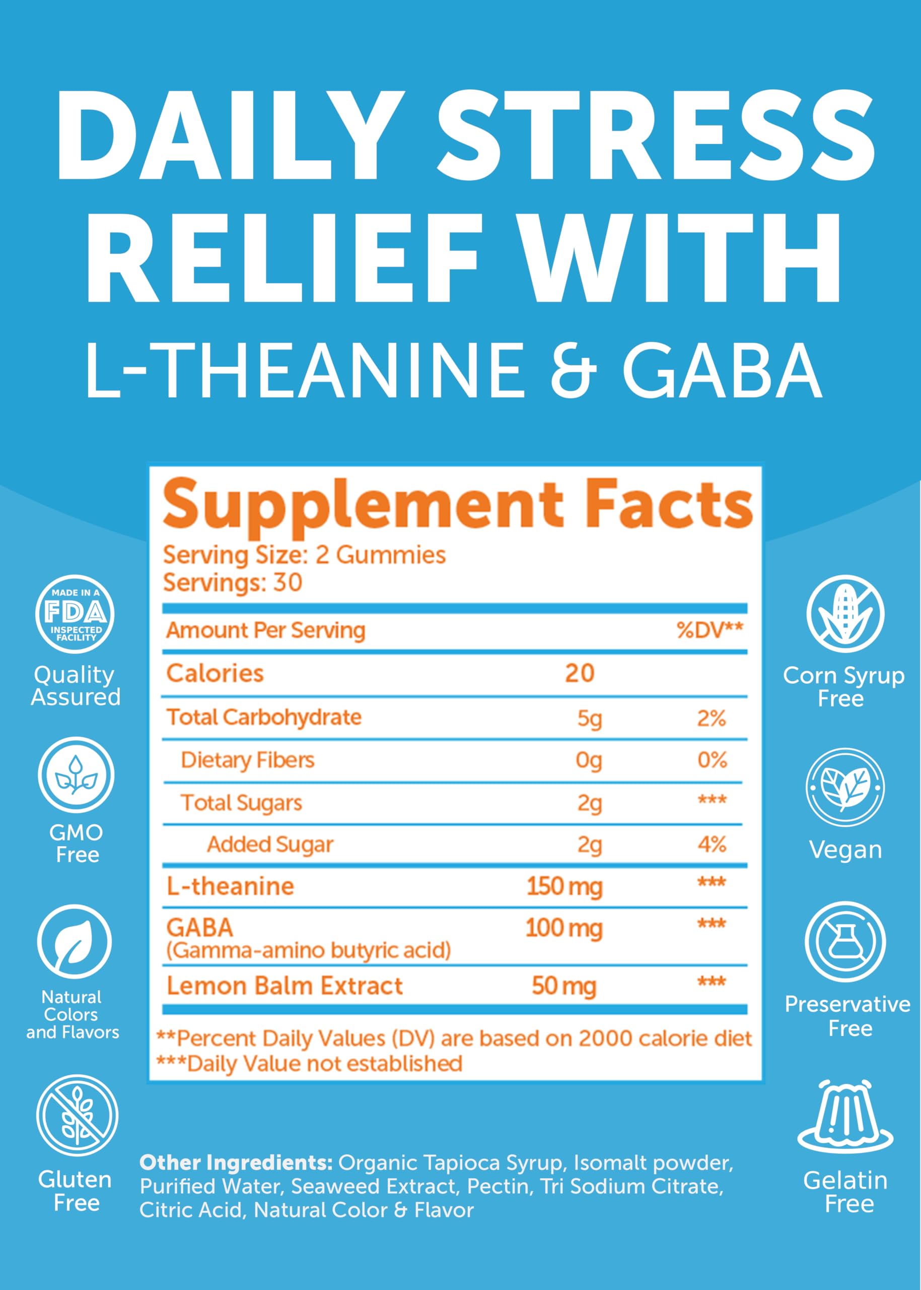 Lunakai ingredients close-up with GABA, L-Theanine, Lemon Balm for calm support.