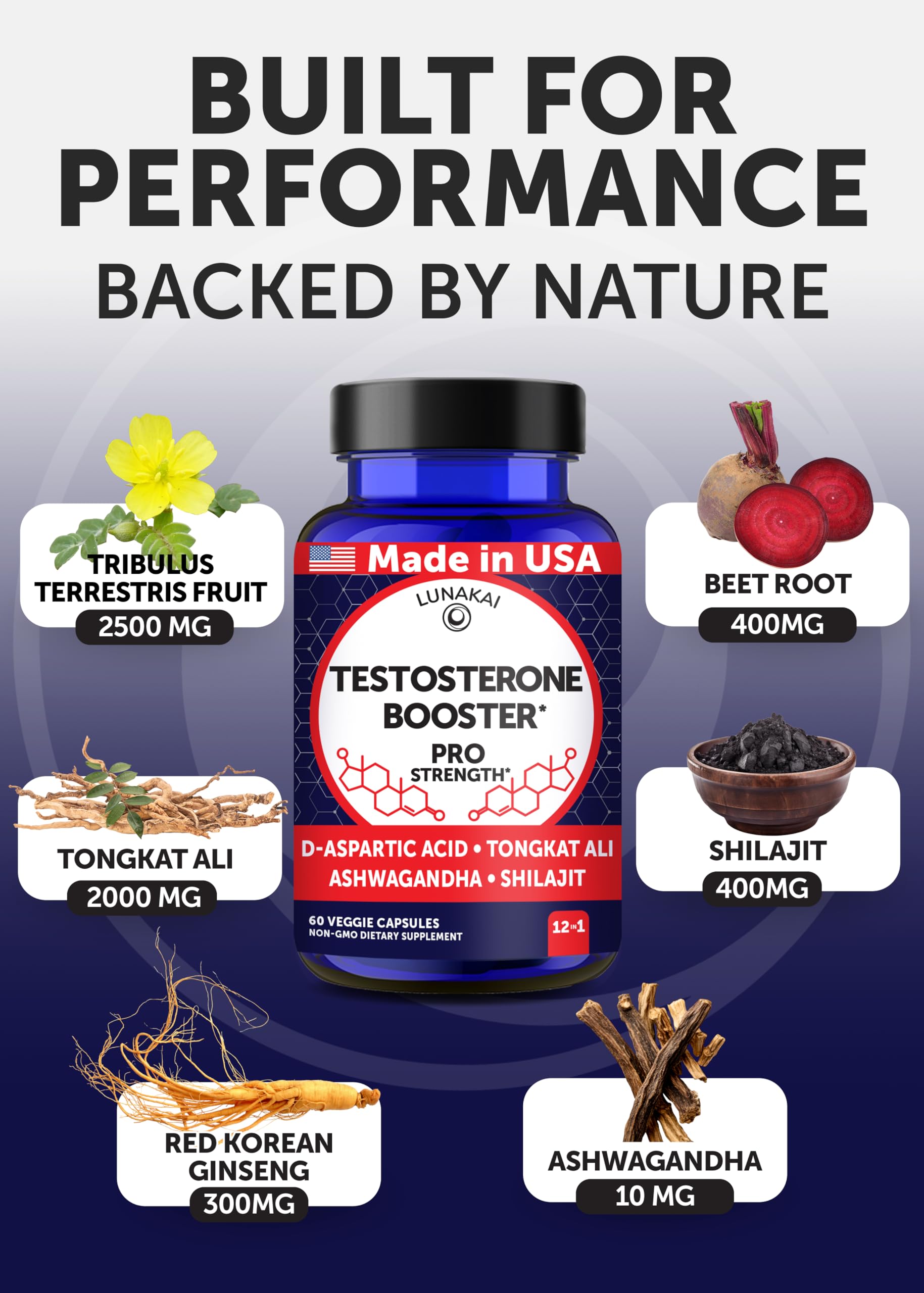Lunakai label featuring ingredients for natural energy and wellness.