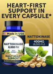 Lunakai nattokinase label close-up highlights vegan non GMO ingredients.