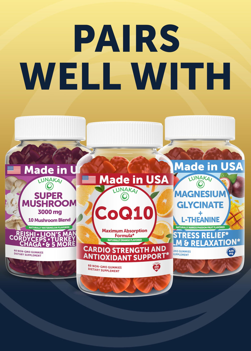 Lunakai nattokinase USA-made facility badge on packaging.