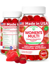 Lunakai women's multivitamin gummies front view bottle for daily energy and wellness.