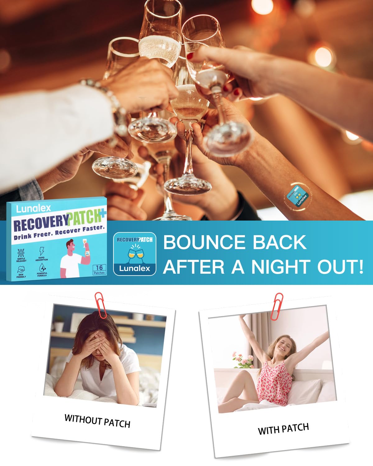 Lunalex Party Recovery Patch individually wrapped portions for on-the-go use