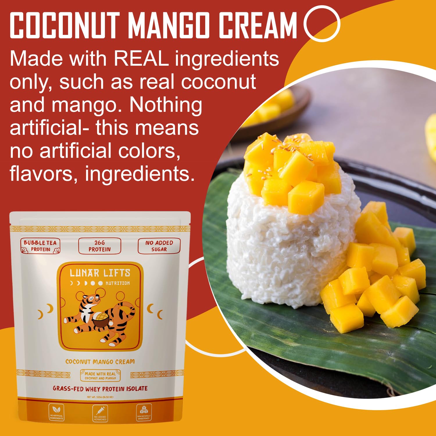 Lunar Lifts Coconut Mango Cream no artificial ingredients for clean nutrition