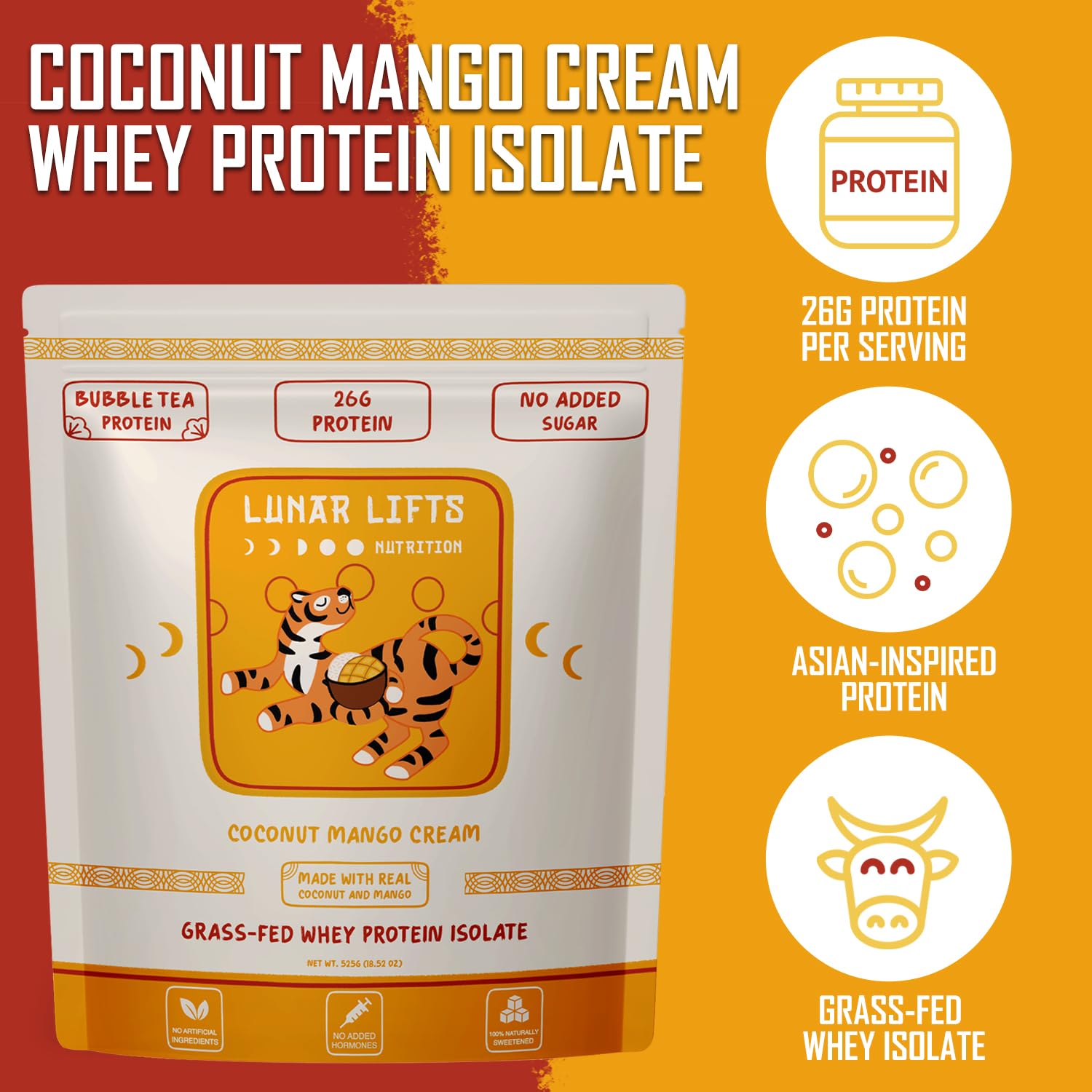 Lunar Lifts Coconut Mango Cream real fruit flavor highlights natural coconut and mango