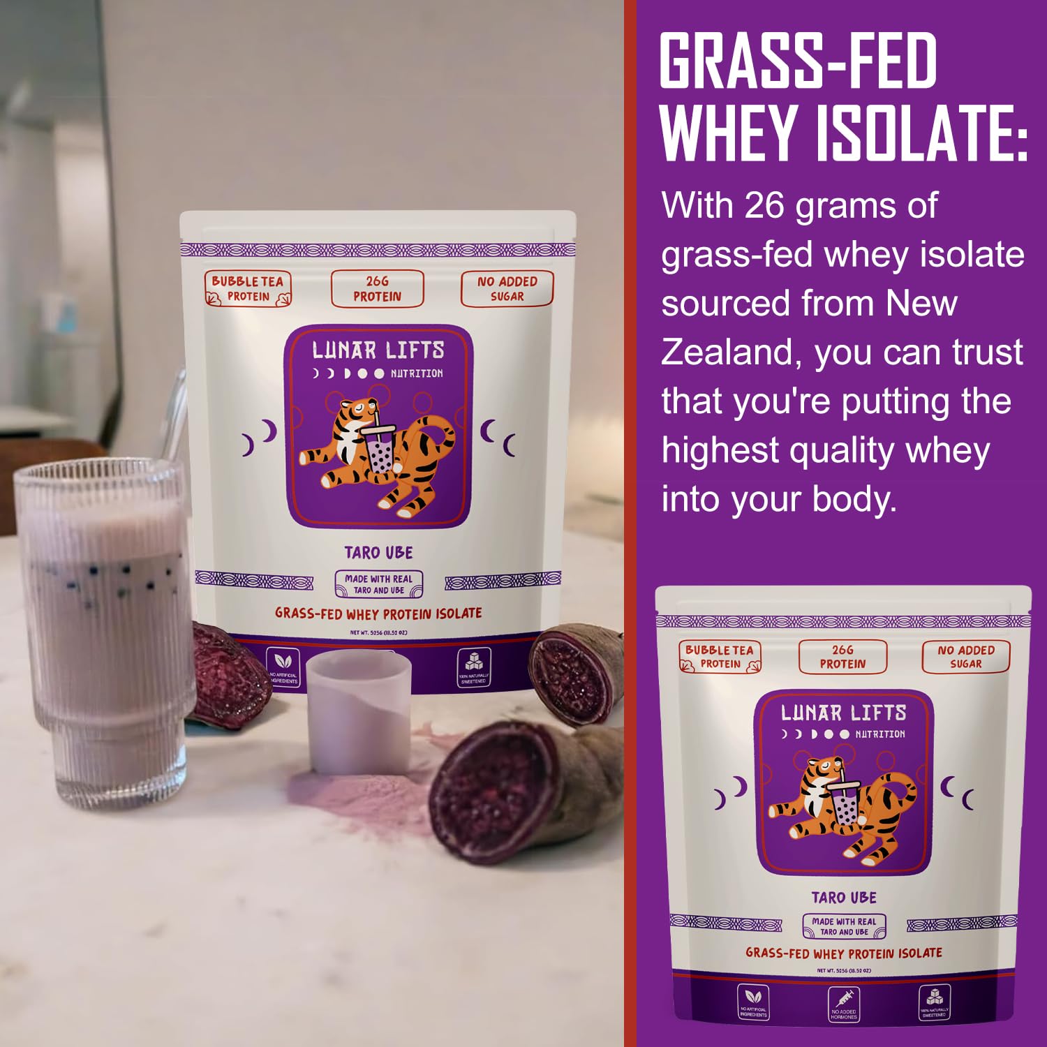 Lunar Lifts taro-ube ready-to-make shake featuring real taro and ube