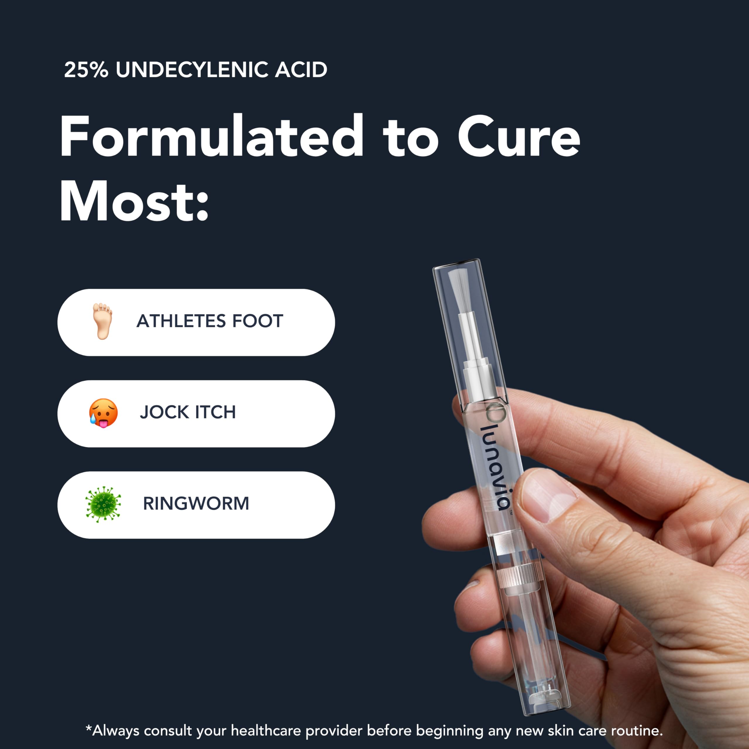Lunavia Antifungal Pen packaging front, ideal for travel and on-the-go care.