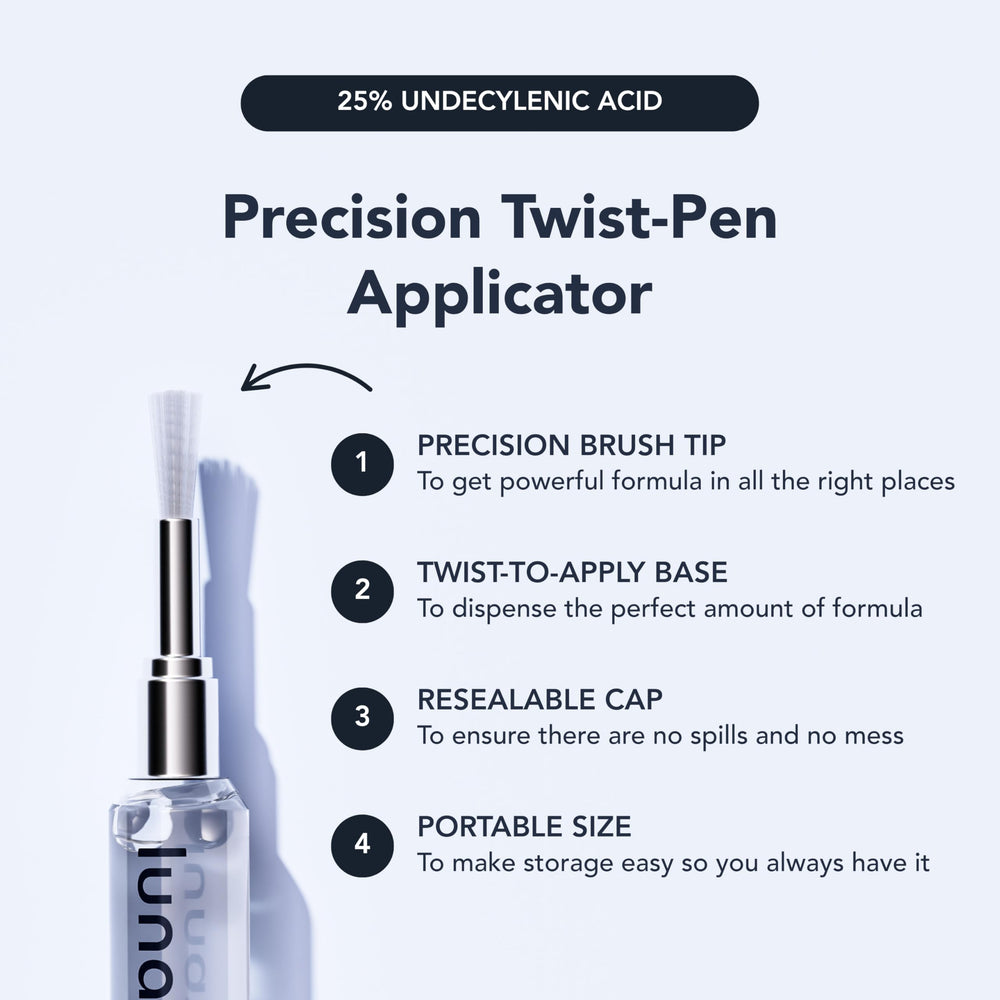 Lunavia Antifungal Pen applied to targeted areas for fast, focused care.