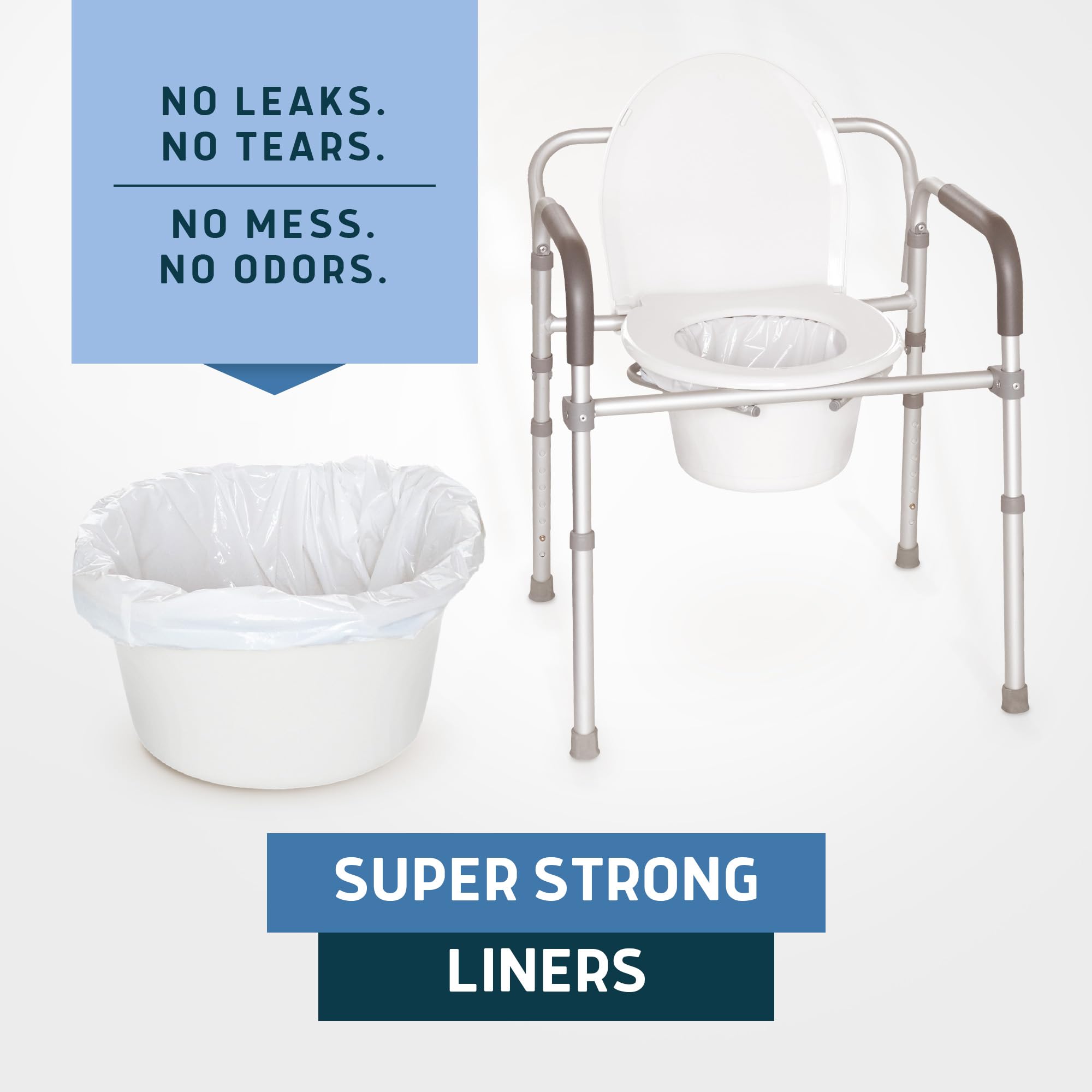 Lunderg Commode Liners suitable for home, clinic, or camping use