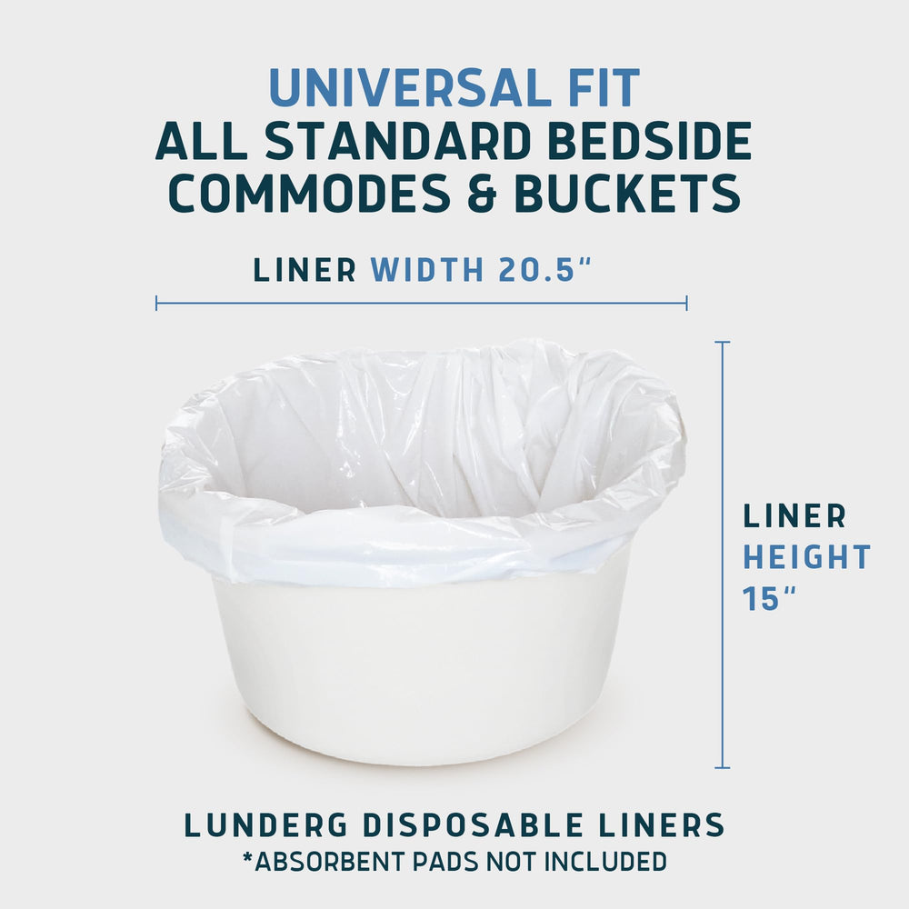 Lunderg Commode Liners 20.5 by 15 inch size for full coverage