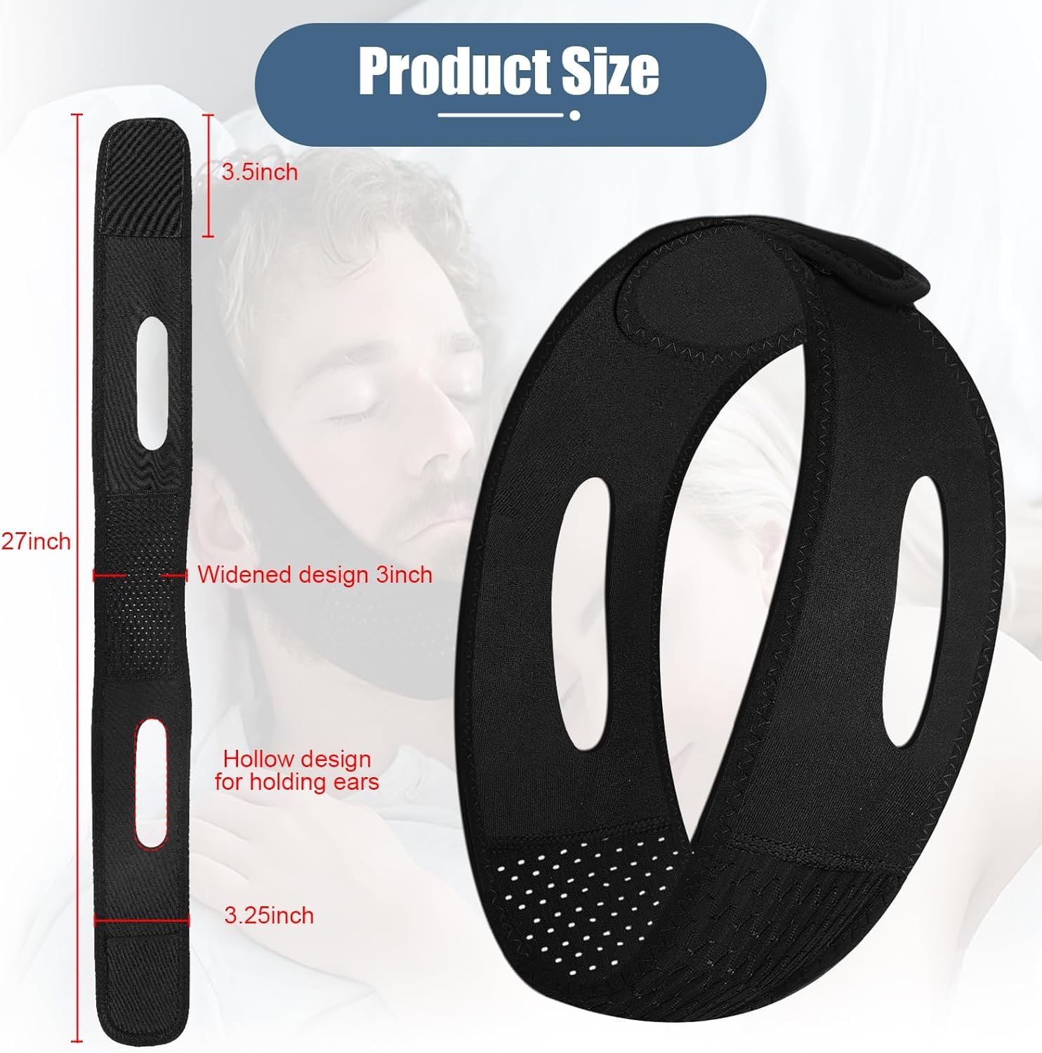 LUNIA chin strap silhouette on bed shows discreet, comfortable nightly solution