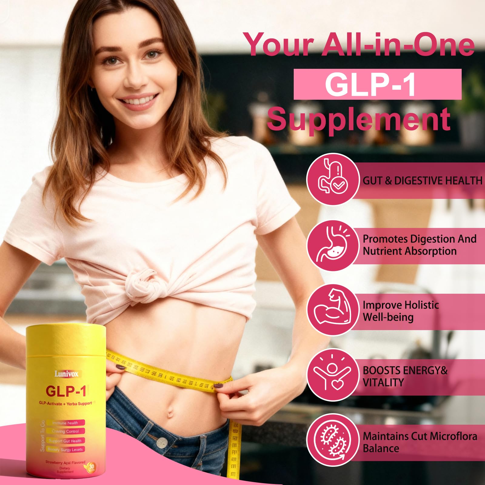 Box of Lunivox GLP-1 Drink Mix with 30 sticks for convenient daily use