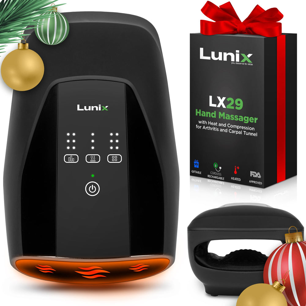 Lunix LX29 cordless hand massager front view for soothing daily hand fatigue.