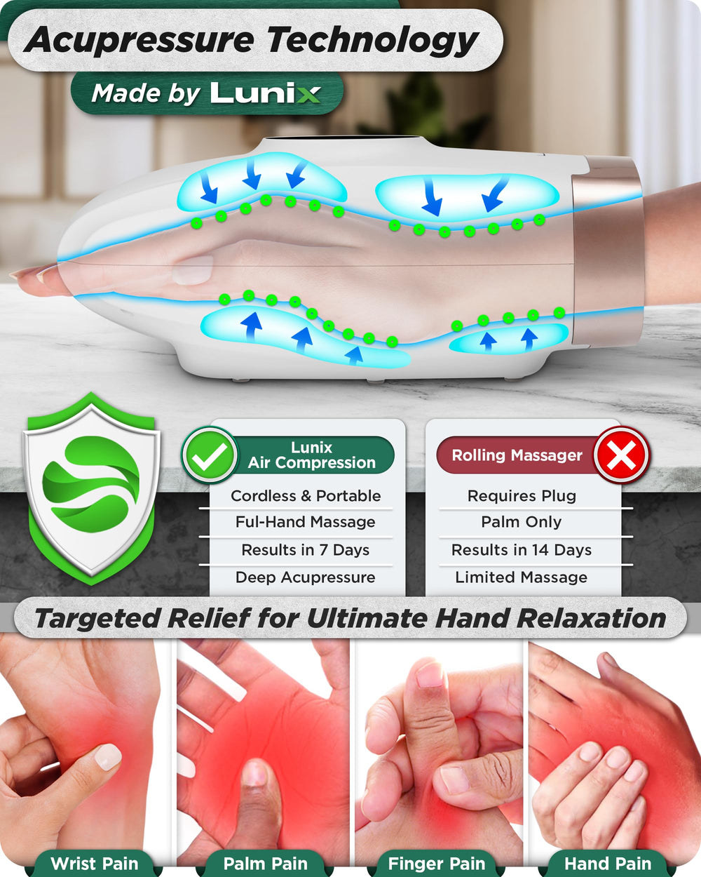 Lunix LX3 demonstrates the heat function for soothing warmth during sessions.